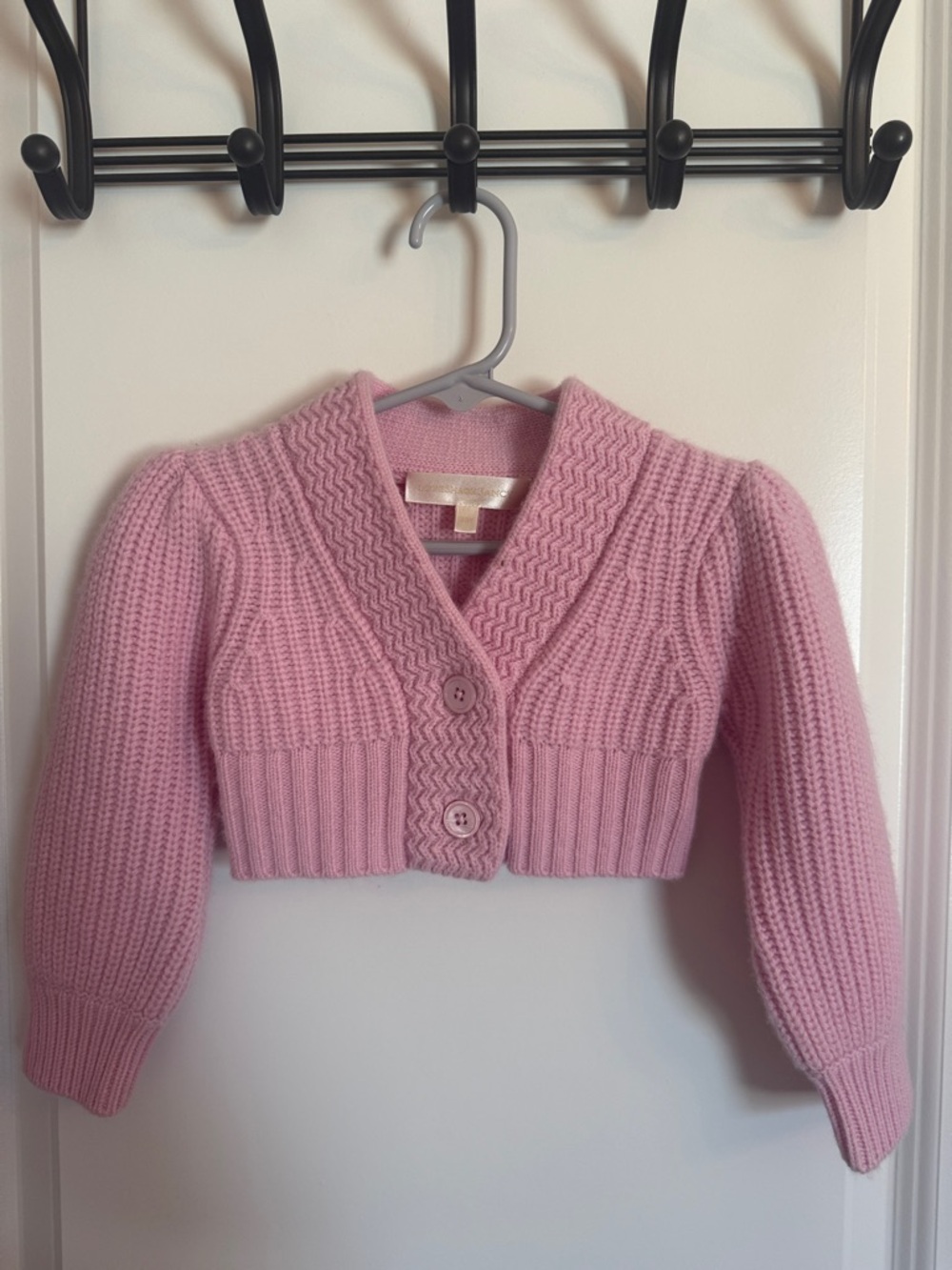 LoveShackFancy 2-3T Cropped Pink Knit Button-Front Sweater